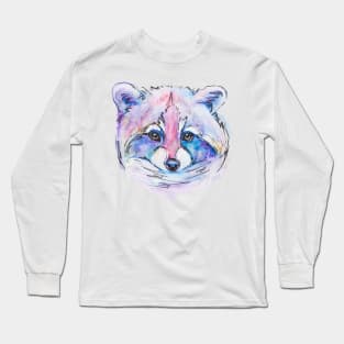 raccoon painted in watercolor Long Sleeve T-Shirt